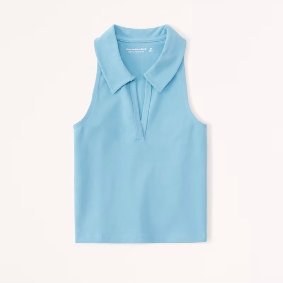 Blue Abercrombie & Fitch Cropped Polo Top - NWT - Picture 1 of 7